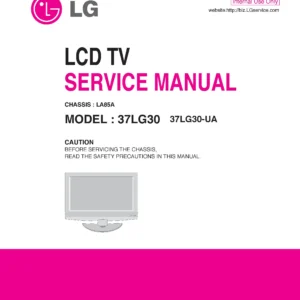 Lg 37lg30 ua service manual cover with photo's of Beko dryers, model code and contents