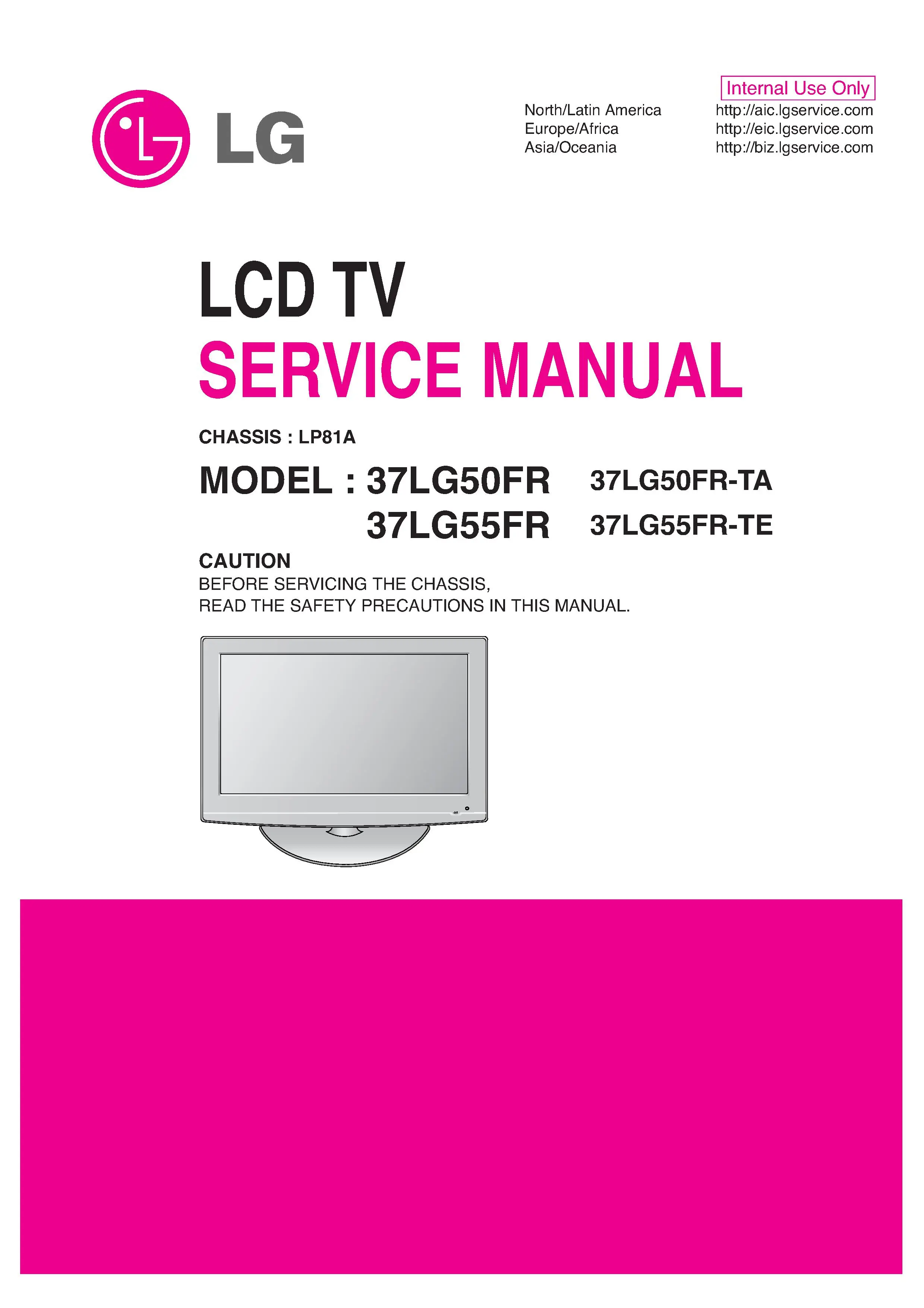 Lg 37lg50fr 37lg55fr service manual cover with photo's of Beko dryers, model code and contents
