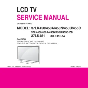 Lg 37lk450u zb service manual cover with photo's of Beko dryers, model code and contents
