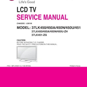 Lg 37lk450u zh service manual cover with photo's of Beko dryers, model code and contents