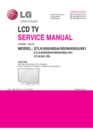 Lg 37lk450u zh service manual cover with photo's of Beko dryers, model code and contents