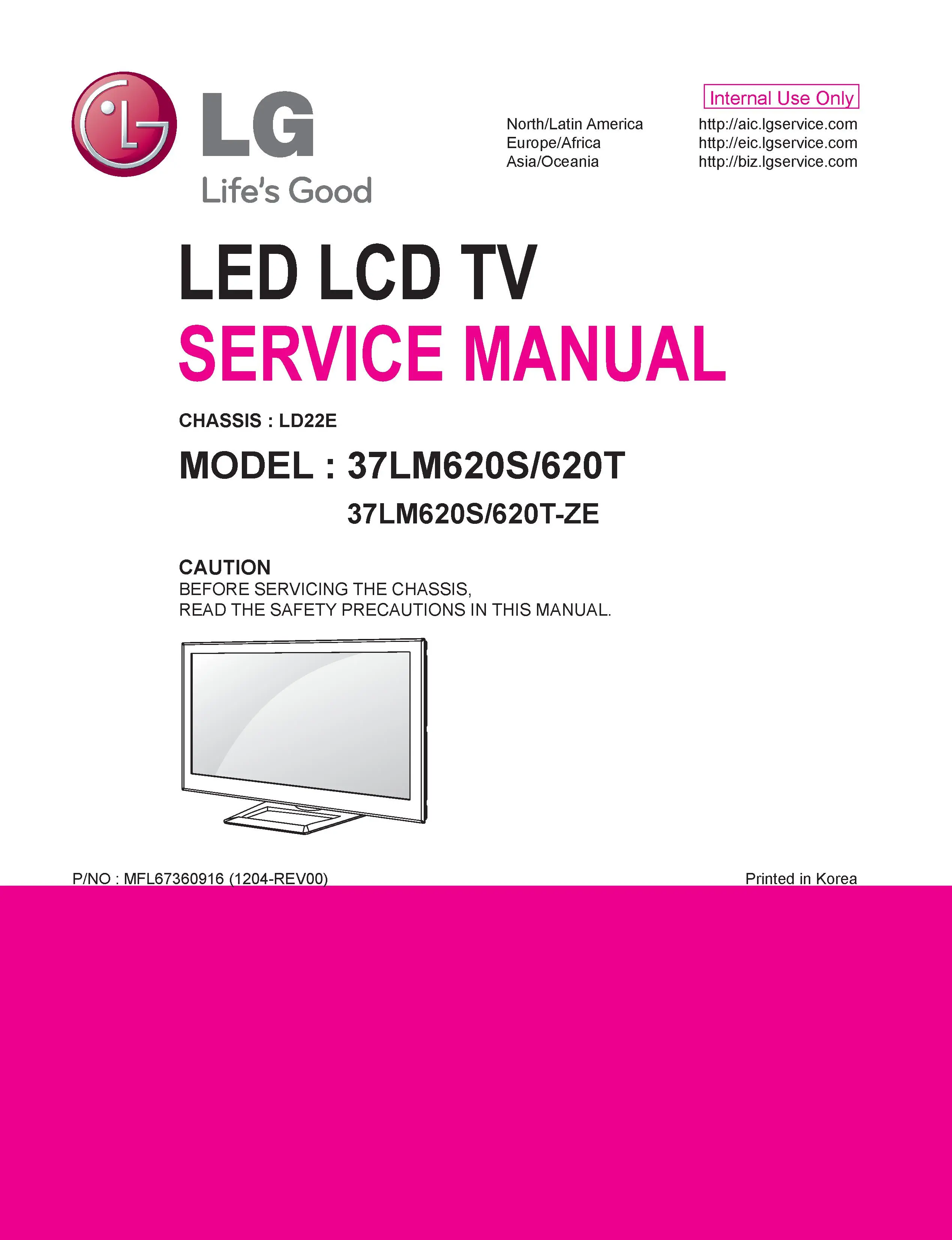 Lg 37lm620s service manual cover with photo's of Beko dryers, model code and contents