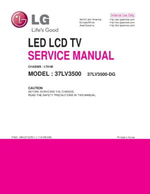 Lg 37lv3500 dg service manual cover with photo's of Beko dryers, model code and contents