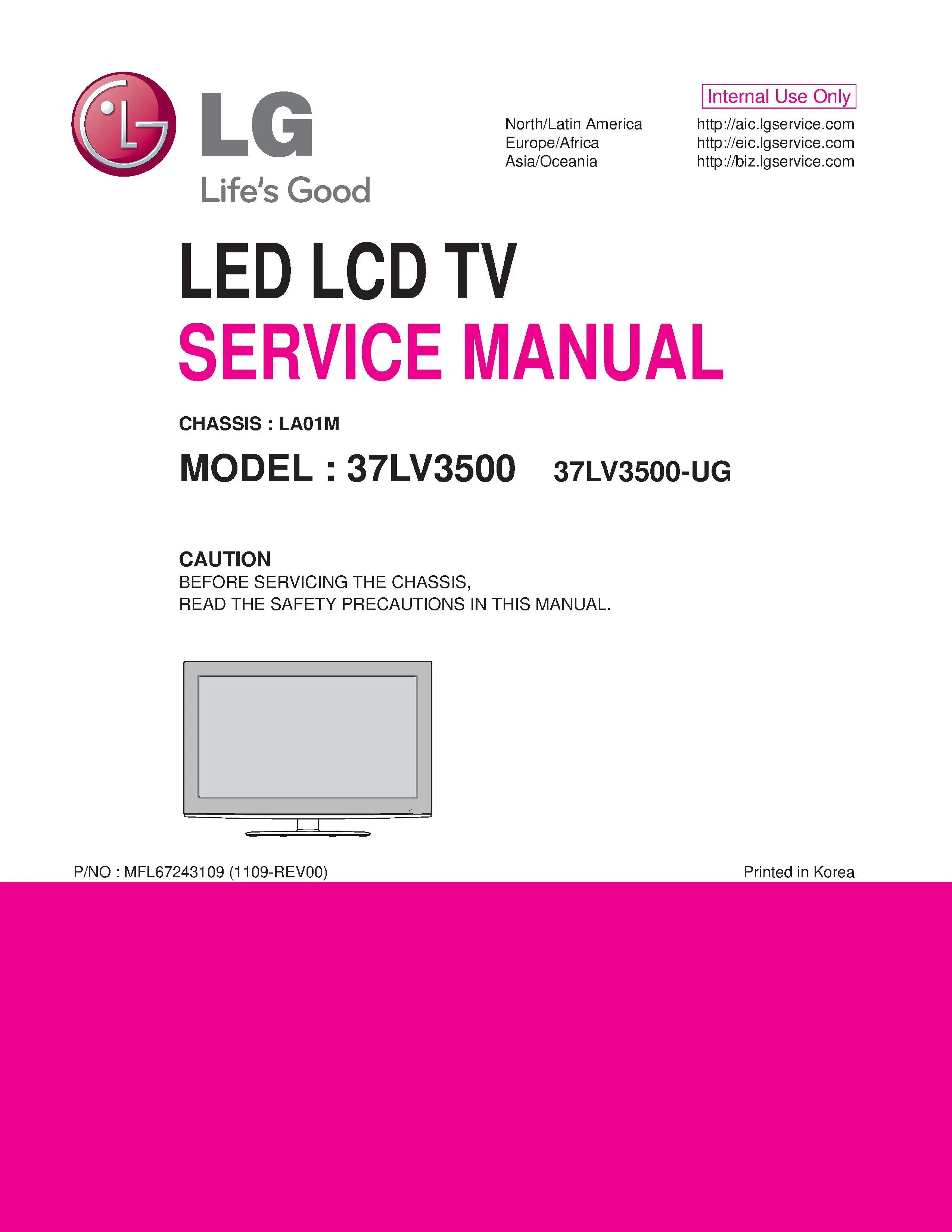 Lg 37lv3500 ug service manual cover with photo's of Beko dryers, model code and contents