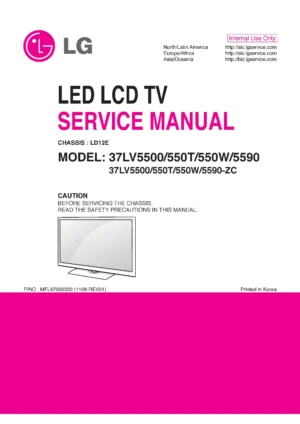 Lg 37lv550t service manual cover with photo's of Beko dryers, model code and contents