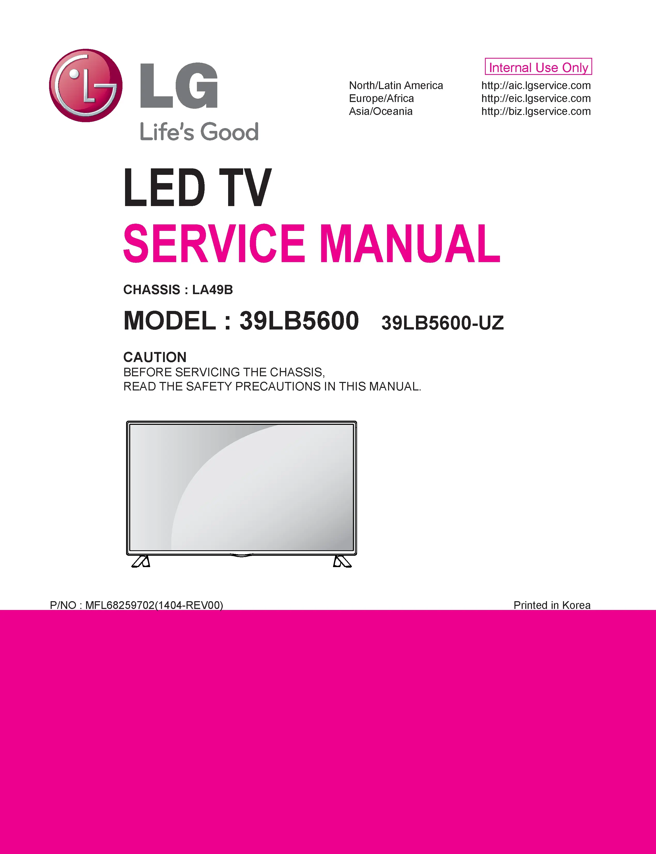 Lg 39lb5600 uz la49b service manual cover with photo's of Beko dryers, model code and contents
