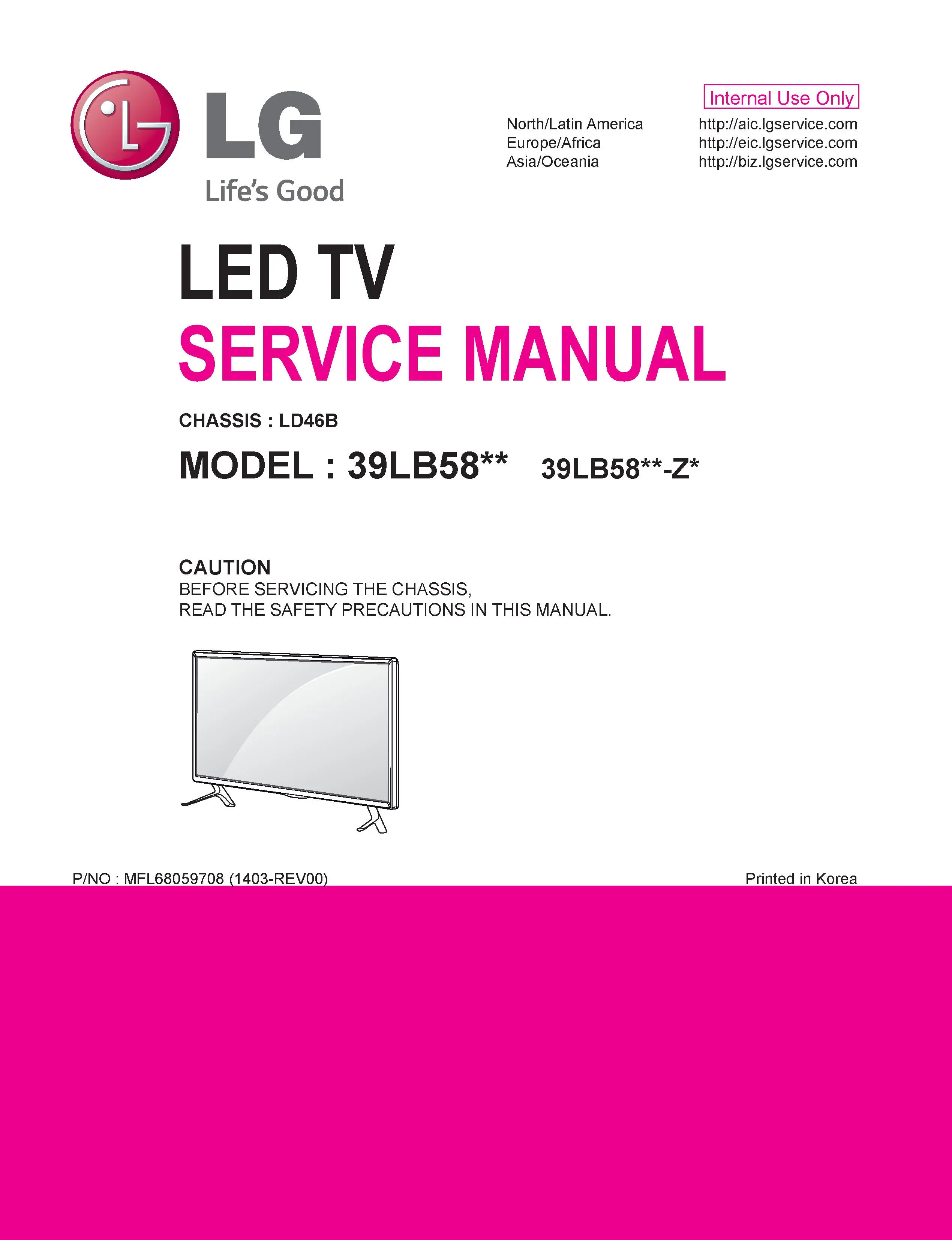 Lg 39lb5800 zm service manual cover with photo's of Beko dryers, model code and contents