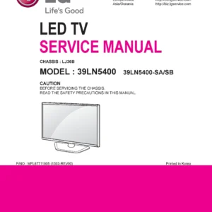 Lg 39ln5400 sa service manual cover with photo's of Beko dryers, model code and contents