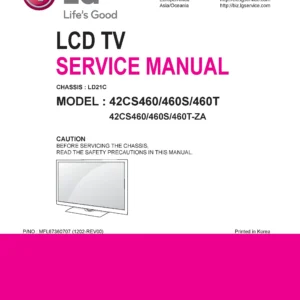 Lg 42cs460 za service manual cover with photo's of Beko dryers, model code and contents