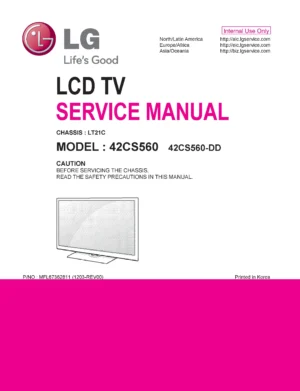 Lg 42cs560 dd service manual cover with photo's of Beko dryers, model code and contents