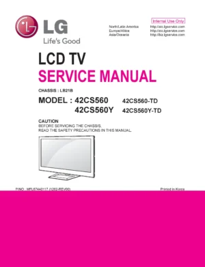 Lg 42cs560 td service manual cover with photo's of Beko dryers, model code and contents