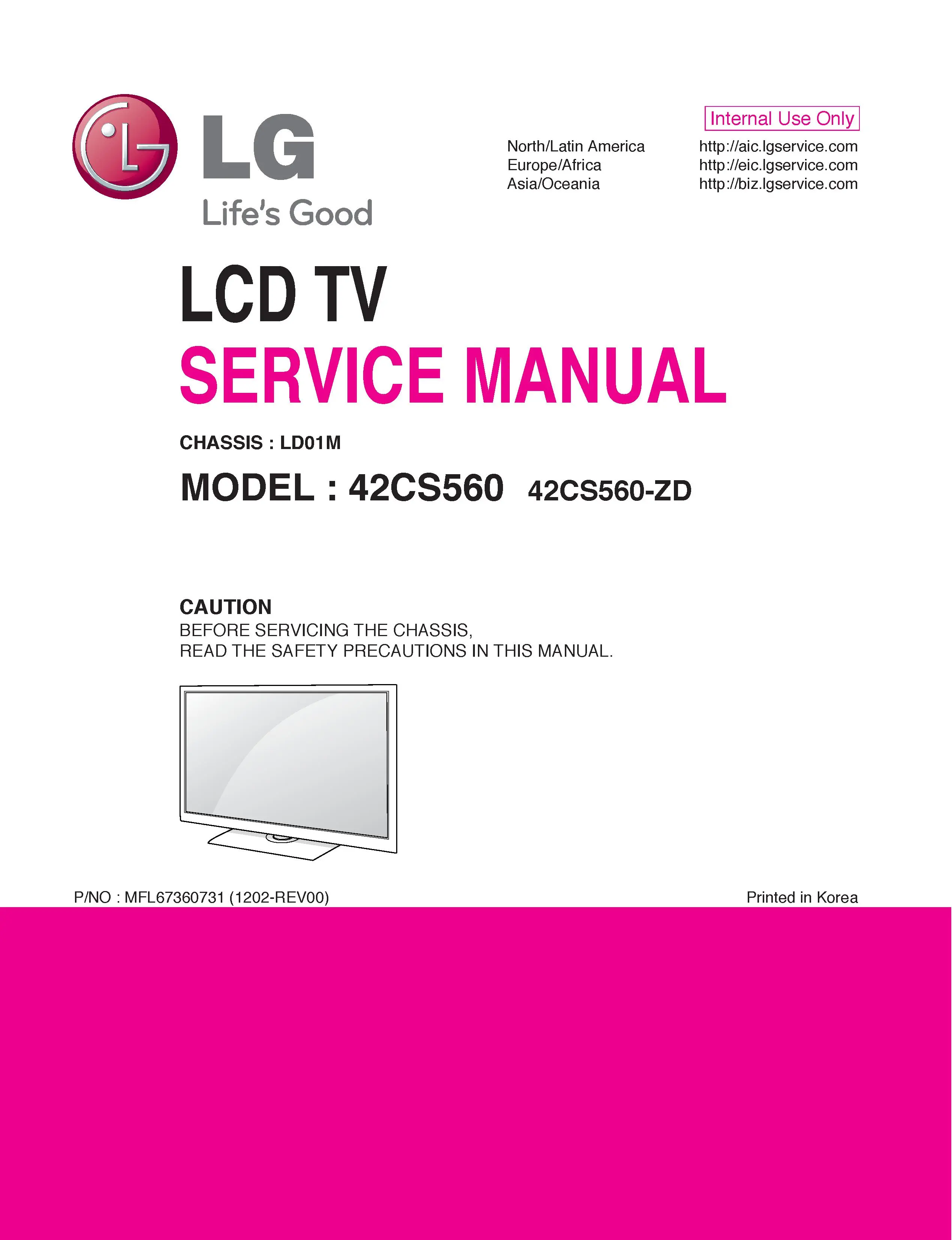 Lg 42cs560 zd service manual cover with photo's of Beko dryers, model code and contents