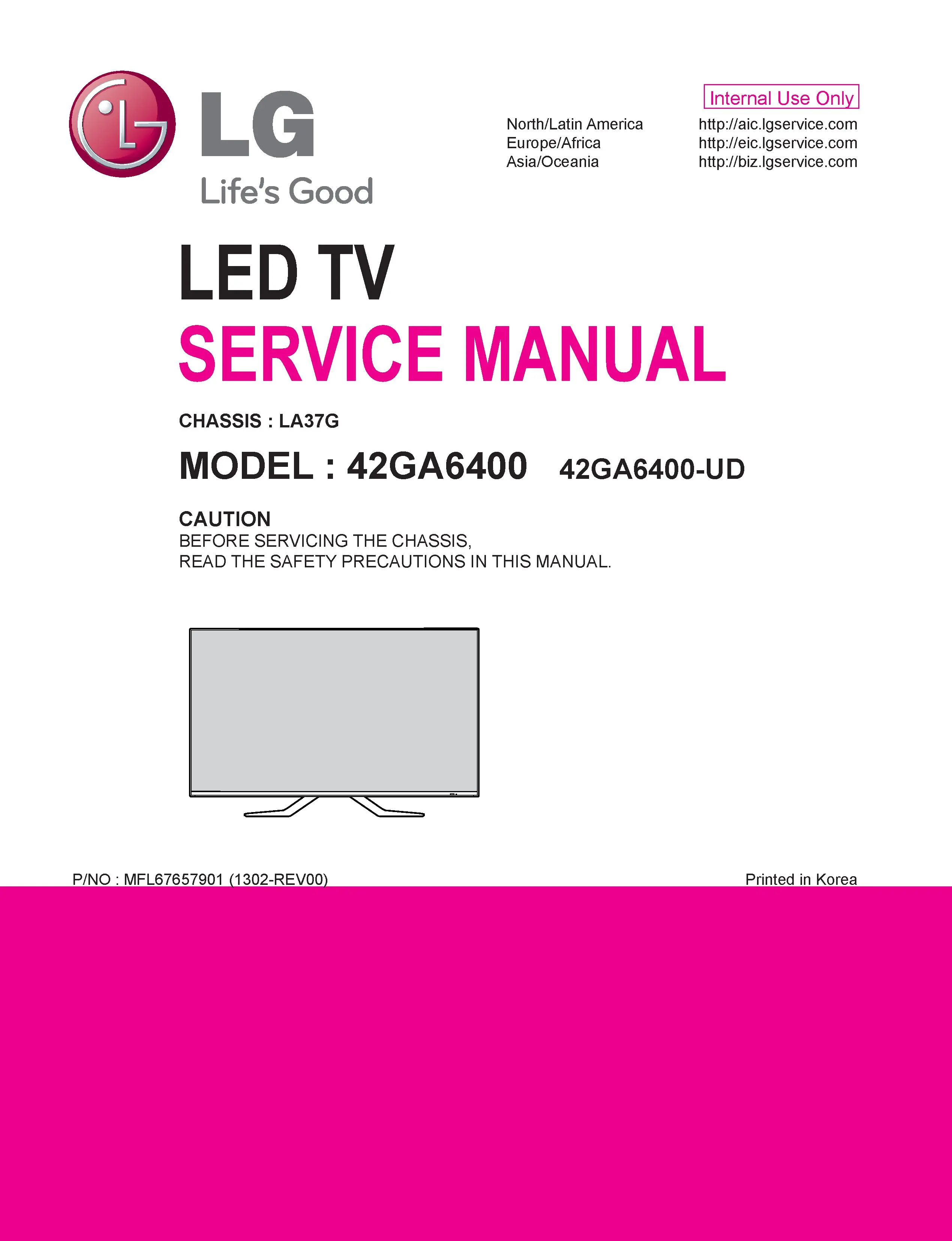 Lg 42ga6400 ud service manual cover with photo's of Beko dryers, model code and contents