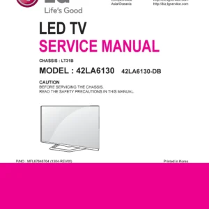 Lg 42la6130 db service manual cover with photo's of Beko dryers, model code and contents
