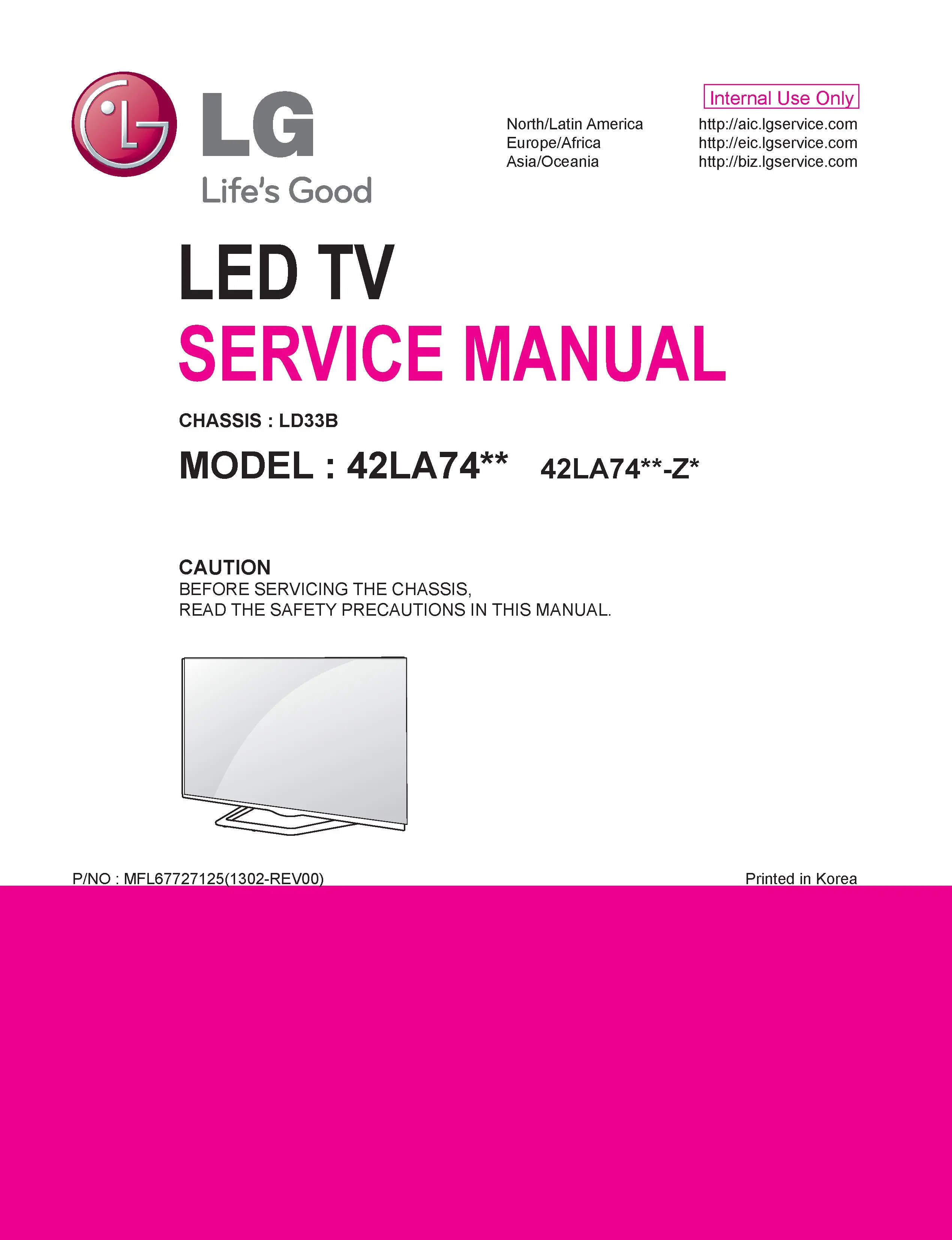 Lg 42la7408 service manual cover with photo's of Beko dryers, model code and contents