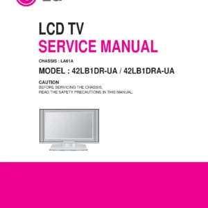 Lg 42lb1dr 42lb1dra service manual cover with photo's of Beko dryers, model code and contents