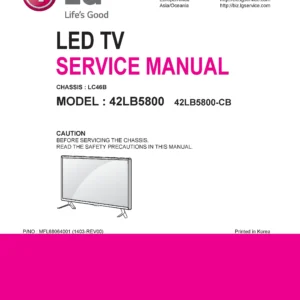 Lg 42lb5800 cb service manual cover with photo's of Beko dryers, model code and contents
