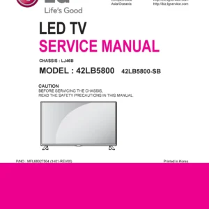 Lg 42lb5800 sb service manual cover with photo's of Beko dryers, model code and contents