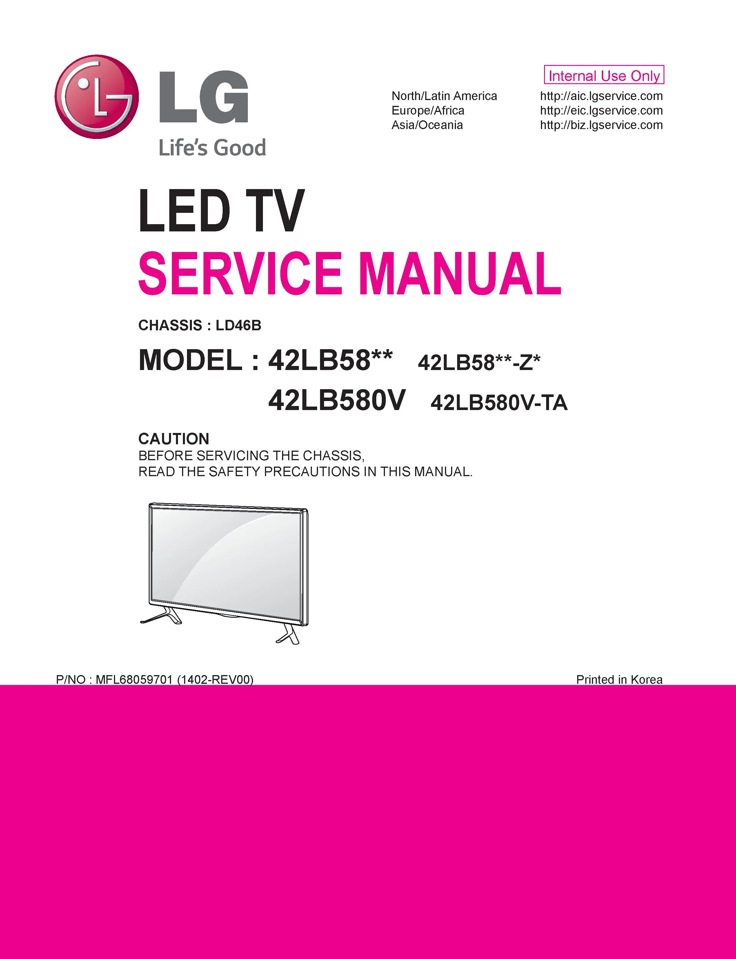 Lg 42lb5800 zm service manual cover with photo's of Beko dryers, model code and contents