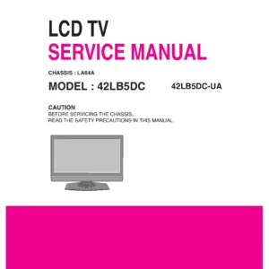 Lg 42lb5d ua service manual cover with photo's of Beko dryers, model code and contents