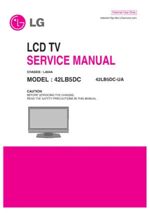 Lg 42lb5d ua service manual cover with photo's of Beko dryers, model code and contents