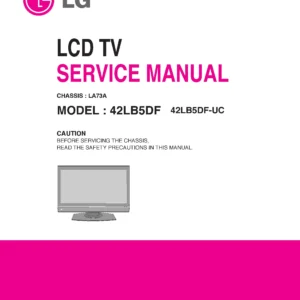 Lg 42lb5d uc service manual cover with photo's of Beko dryers, model code and contents