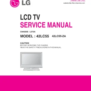Lg 42lc55 42lc55 za service manual cover with photo's of Beko dryers, model code and contents
