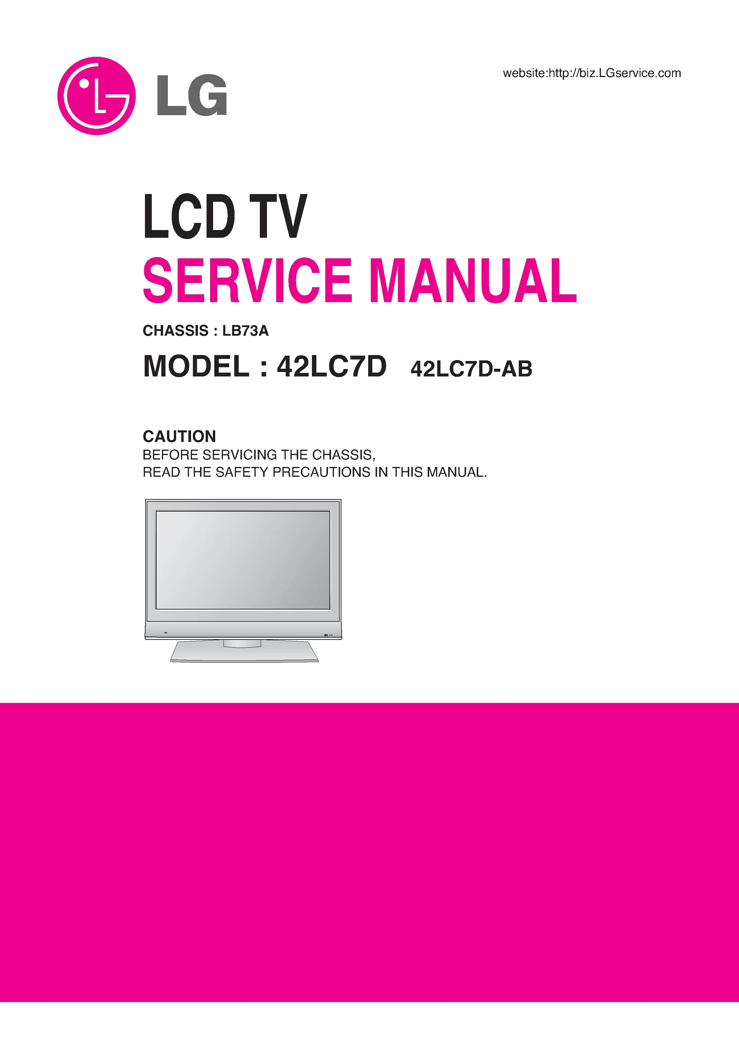 Lg 42lc7d ab service manual cover with photo's of Beko dryers, model code and contents