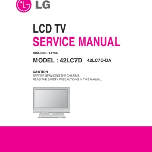 Lg 42lc7d da service manual cover with photo's of Beko dryers, model code and contents