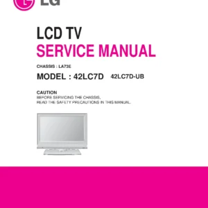 Lg 42lc7d ub service manual cover with photo's of Beko dryers, model code and contents
