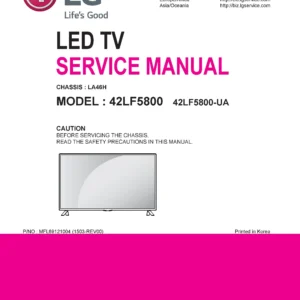 Lg 42lf5800 service manual cover with photo's of Beko dryers, model code and contents