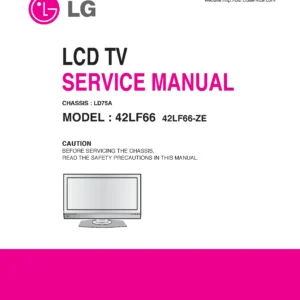 Lg 42lf66 service manual cover with photo's of Beko dryers, model code and contents