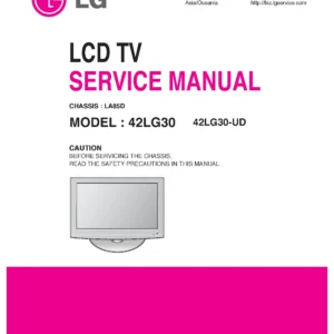 Lg 42lg30 ud service manual cover with photo's of Beko dryers, model code and contents