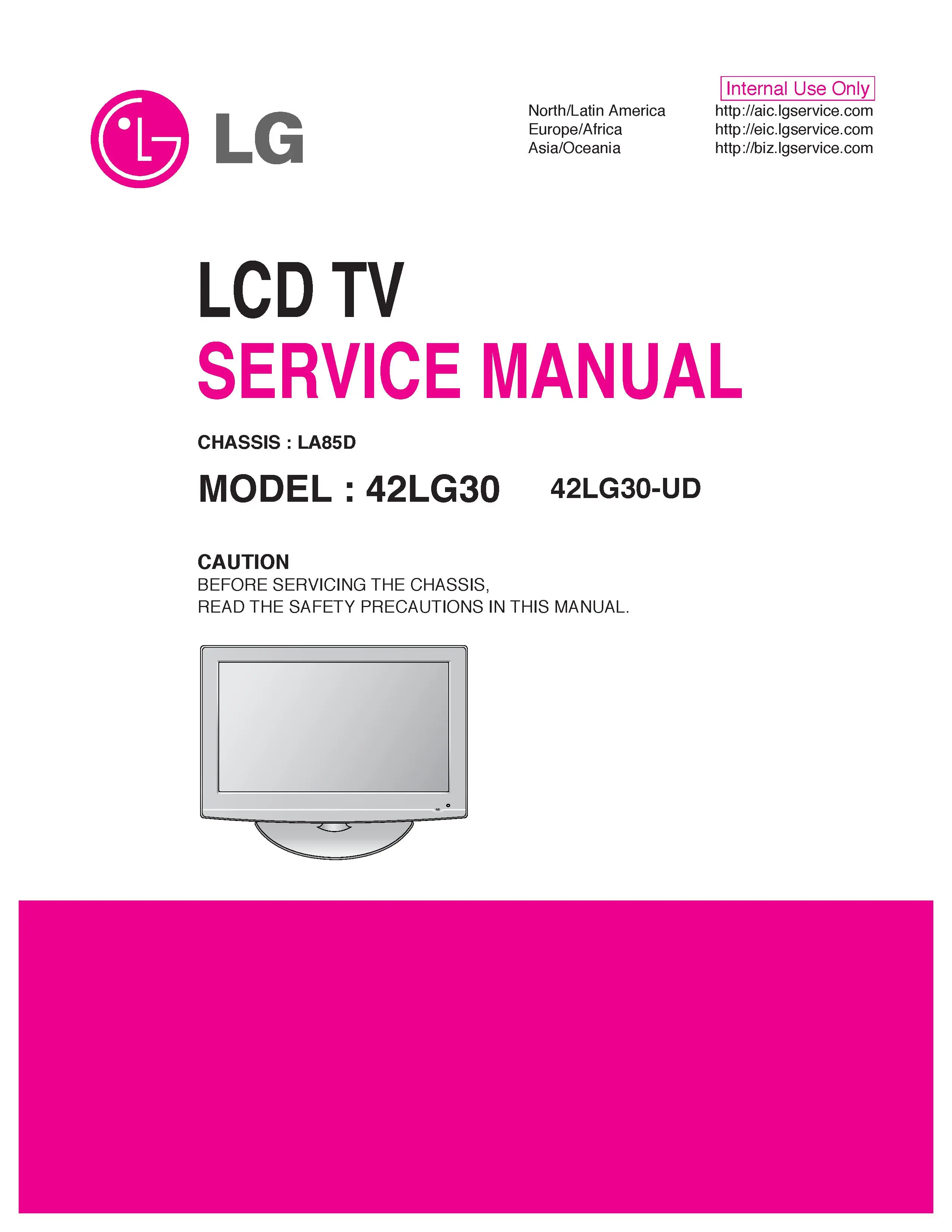 Lg 42lg30 ud service manual cover with photo's of Beko dryers, model code and contents