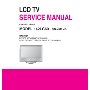 Lg 42lg60 ug service manual cover with photo's of Beko dryers, model code and contents