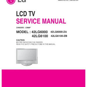 Lg 42lg6000 service manual cover with photo's of Beko dryers, model code and contents