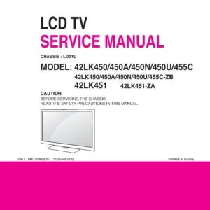 Lg 42lk450u zb service manual cover with photo's of Beko dryers, model code and contents