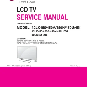 Lg 42lk450u zh service manual cover with photo's of Beko dryers, model code and contents