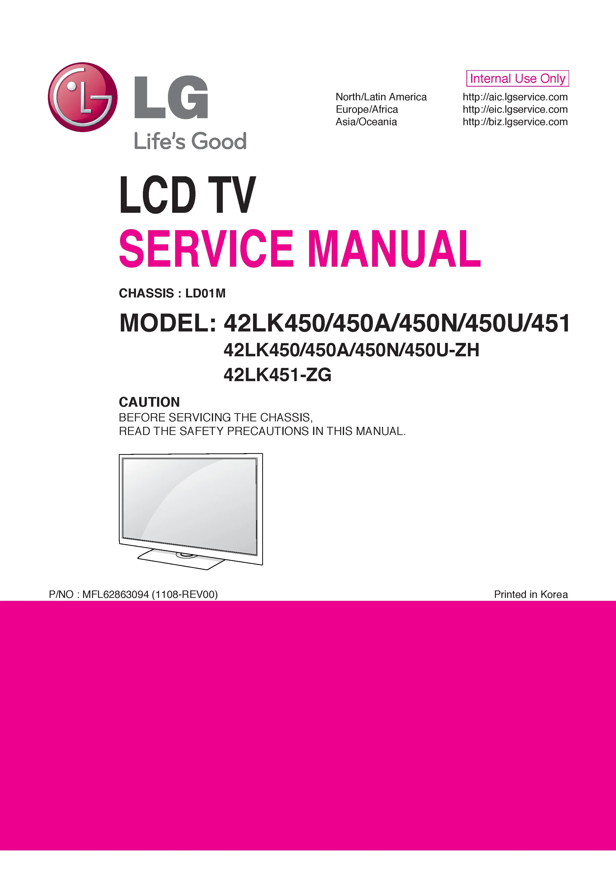 Lg 42lk450u zh service manual cover with photo's of Beko dryers, model code and contents