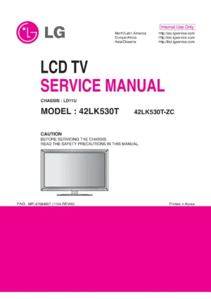 Lg 42lk530t service manual cover with photo's of Beko dryers, model code and contents
