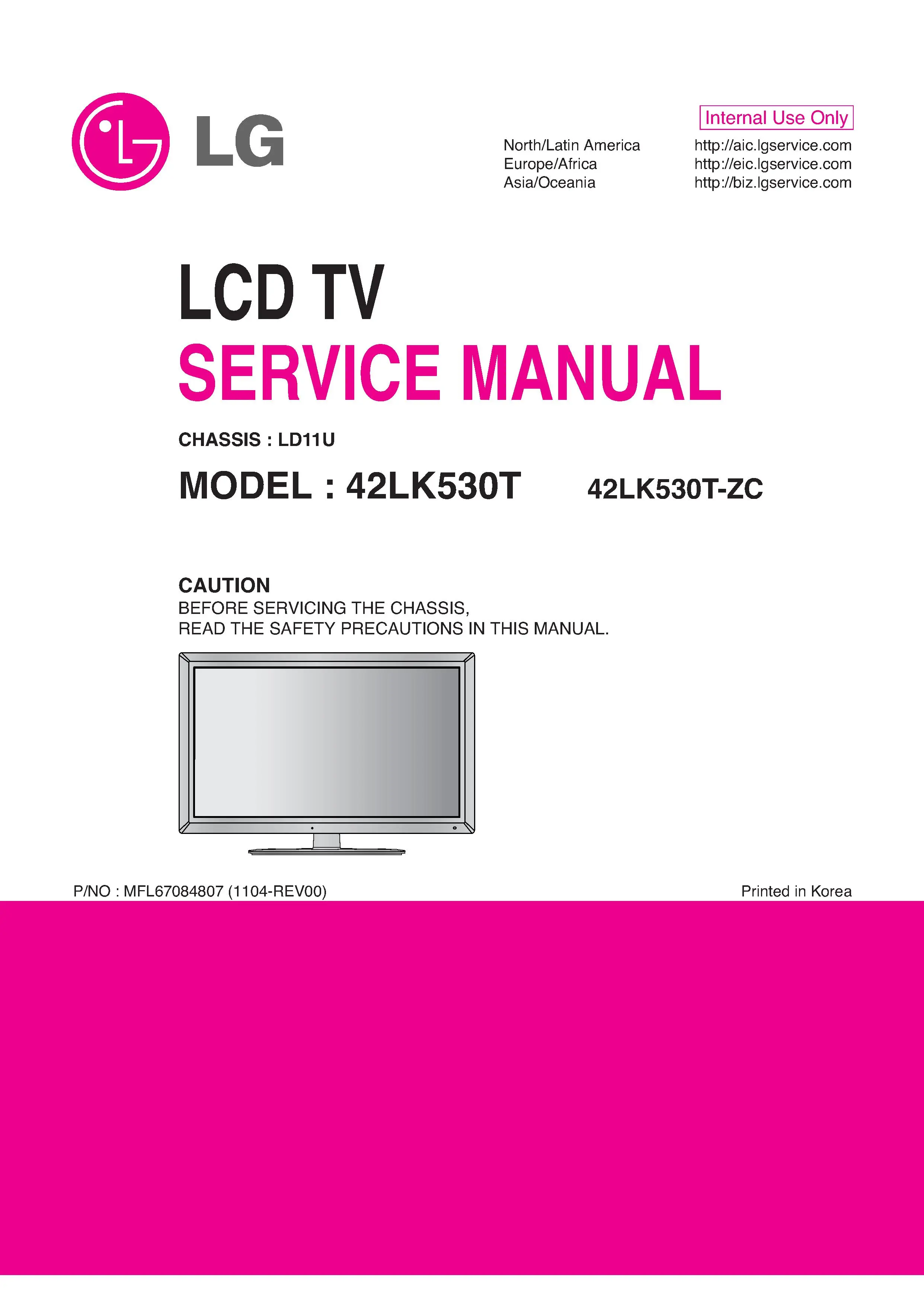 Lg 42lk530t service manual cover with photo's of Beko dryers, model code and contents