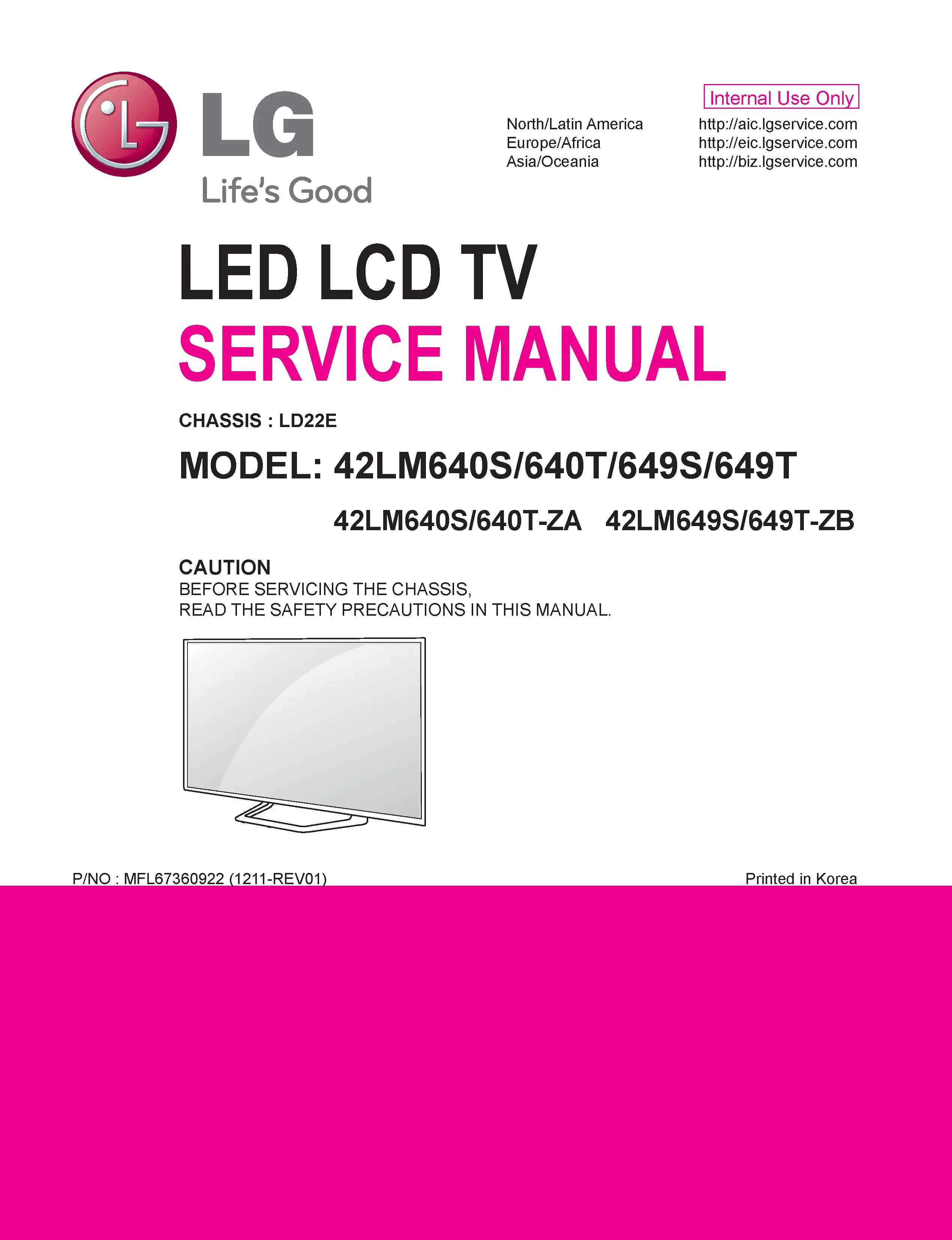 Lg 42lm649s service manual cover with photo's of Beko dryers, model code and contents