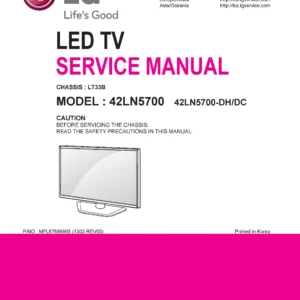 Lg 42ln5700 dc service manual cover with photo's of Beko dryers, model code and contents