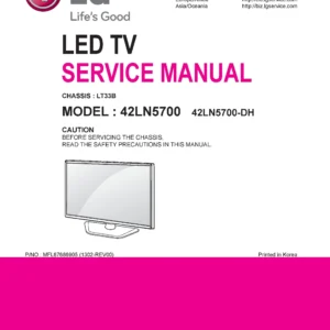 Lg 42ln5700 dh service manual cover with photo's of Beko dryers, model code and contents