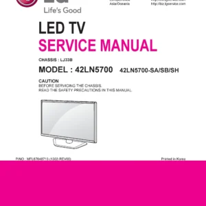 Lg 42ln5700 sb service manual cover with photo's of Beko dryers, model code and contents