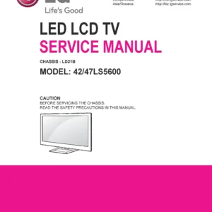 Lg 42ls5600 cb service manual cover with photo's of Beko dryers, model code and contents