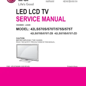Lg 42ls570t service manual cover with photo's of Beko dryers, model code and contents