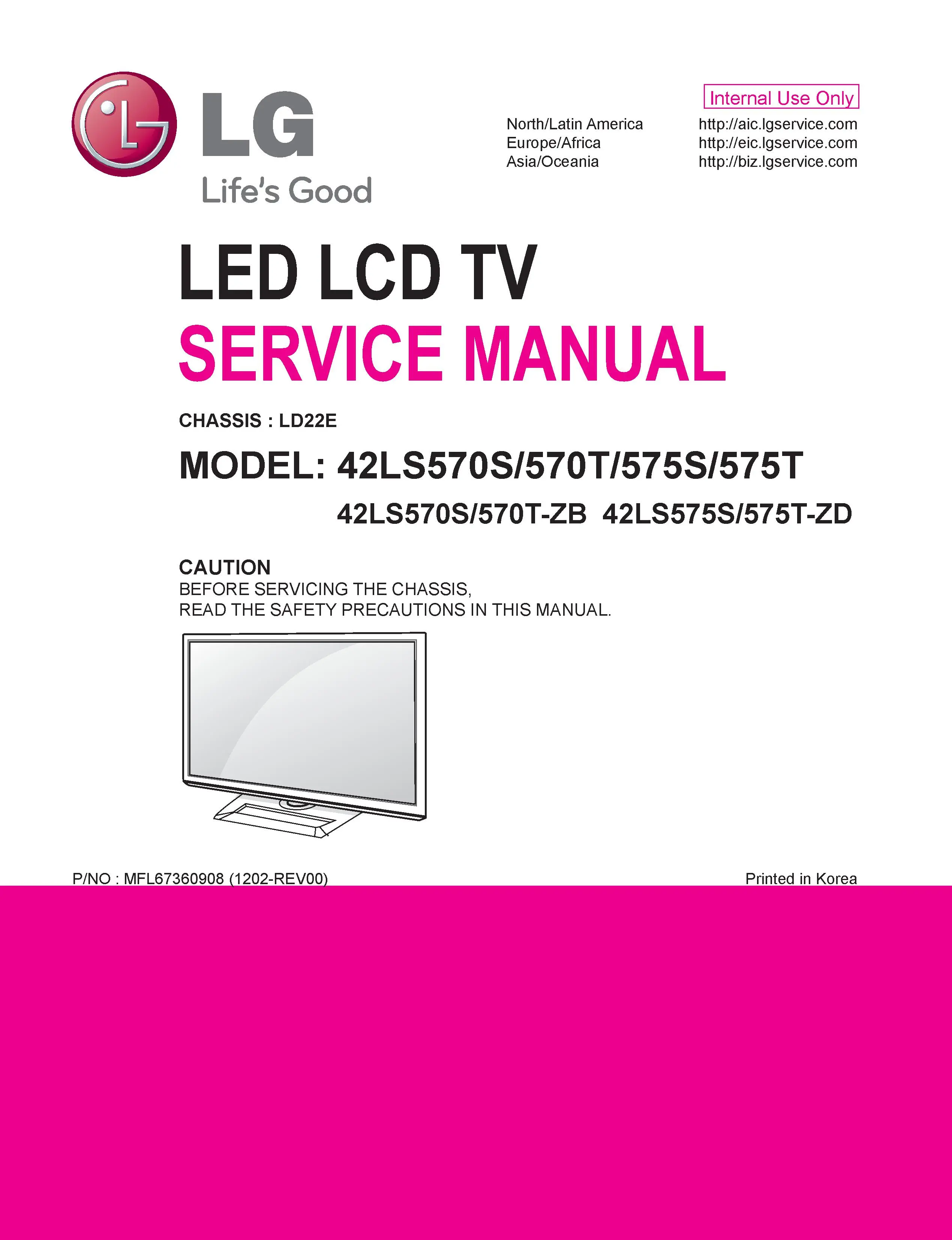 Lg 42ls575t service manual cover with photo's of Beko dryers, model code and contents