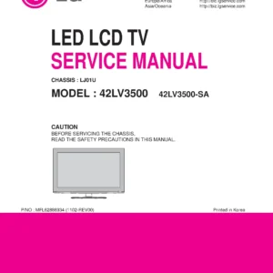 Lg 42lv3500 sa service manual cover with photo's of Beko dryers, model code and contents