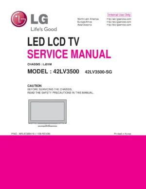 Lg 42lv3500 sg service manual cover with photo's of Beko dryers, model code and contents